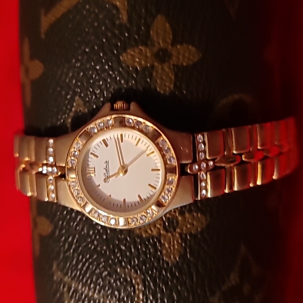 Dufonte Gold & Crystal Ladies'‎ Quartz Watch